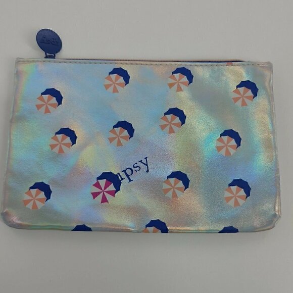 Ipsy Bag  Silver with Umbrellas - Picture 1 of 2